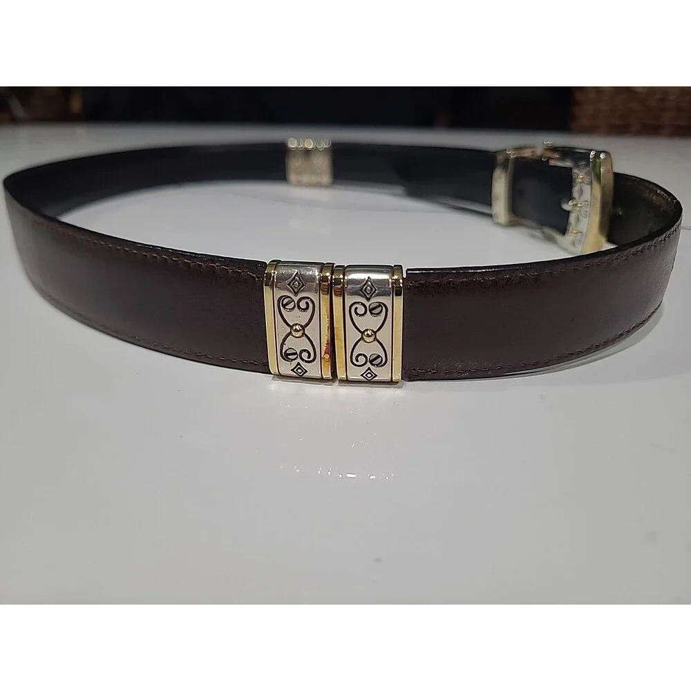 EUC Brighton Leather Belt Reversible Brown & Black #B40139 Size M30 white bin
